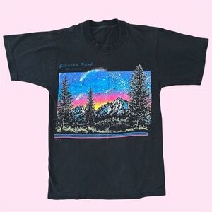 Vintage 90s Single Stitch Glacier National Park Graphic Tee Faded Black Small
